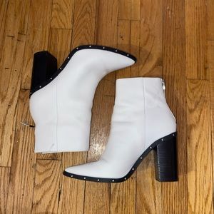 ALDO White Studded Booties with back zip closure
